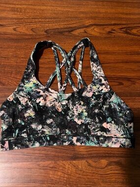 lululemon athletica Black Floral Strappy Sports Bra